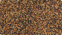 Farbmuster zum WARCO Farbdesign Terra Cotta für natürlich anmutende Oberflächen aus voll durchgefärbtem EPDM-Gummigranulat.