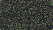 Farbmuster zum WARCO Farbton Grün Gesprenkelt für 2-farbige Oberflächen aus schwarzem SBR-Gummigranulat mit einer Beimischung von 20% grünem EPDM.