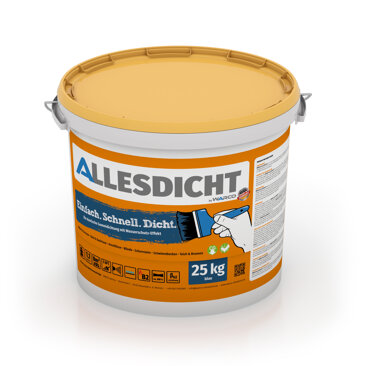 ALLESDICHT di WARCO nel secchio da 25 kg in colore blu - il sigillante in gomma.