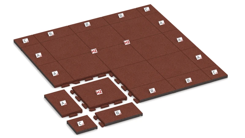 Lo schema del design simmetrico dei bordi di una superficie rivestita con lastre WARCO con la chiusura lampo nascosta.
